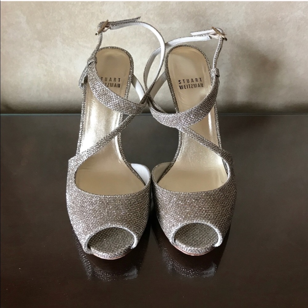 STUART WEITZMAN Metallic Glitter Heels